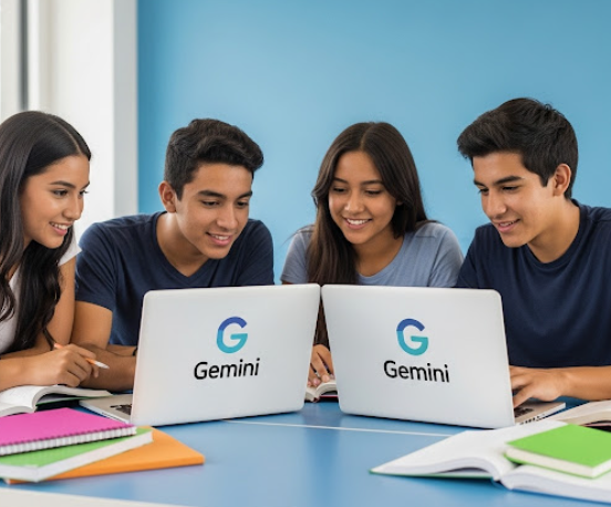 Jóvenes usando IA para aprender